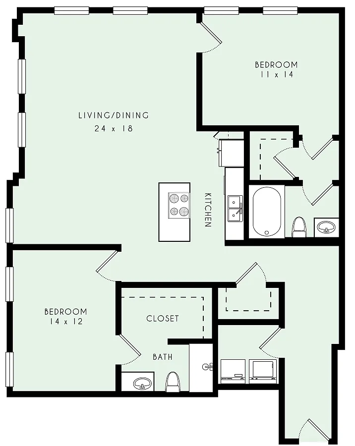 Floor plan B12 2x2 1534sqft