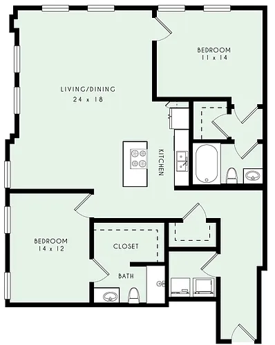 Floor plan B12 2x2 1534sqft