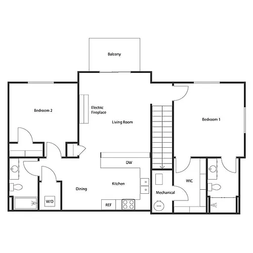 Floor plan 2 BED 2 BATH SPLIT