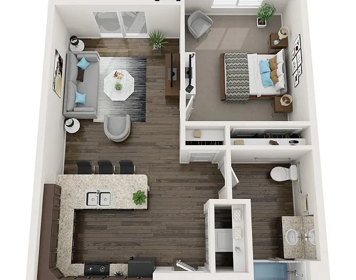The Classic: 1 bedroom, 1 bathroom with 755 square feet of living space
$995 Per Month