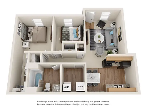 Floor plan 2 Bedroom One Bathroom