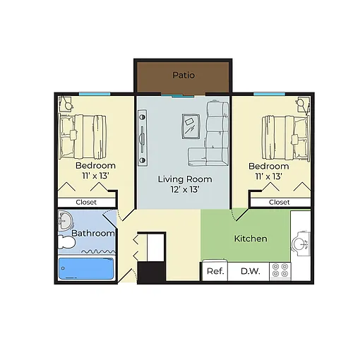 Floor plan 2 Bedroom 1 Bath
