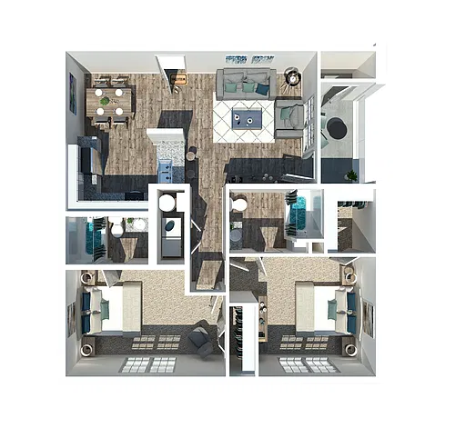 Floor plan Two Bedroom Two Bath L