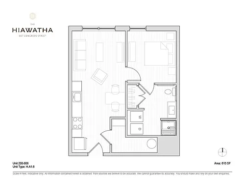 Floor plan Hiawatha 1BD Plan F (ADA)