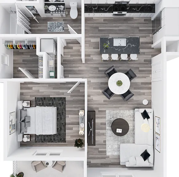 One Bed One Bath A Floorplan Diagram