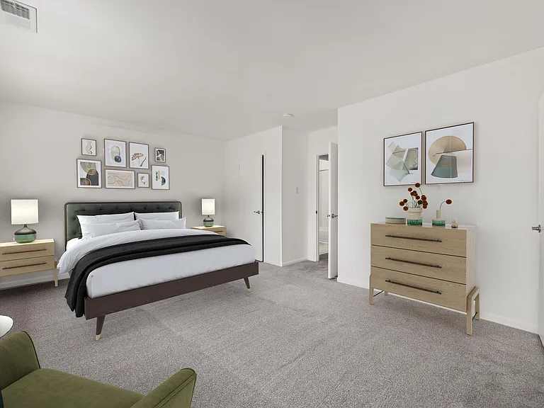 Large Bedroom with Three Closets (1-bedroom balcony-level floor plan)