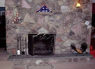 Mica stone fireplace