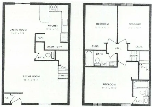 Floor plan 3BR/2.5BA 1350