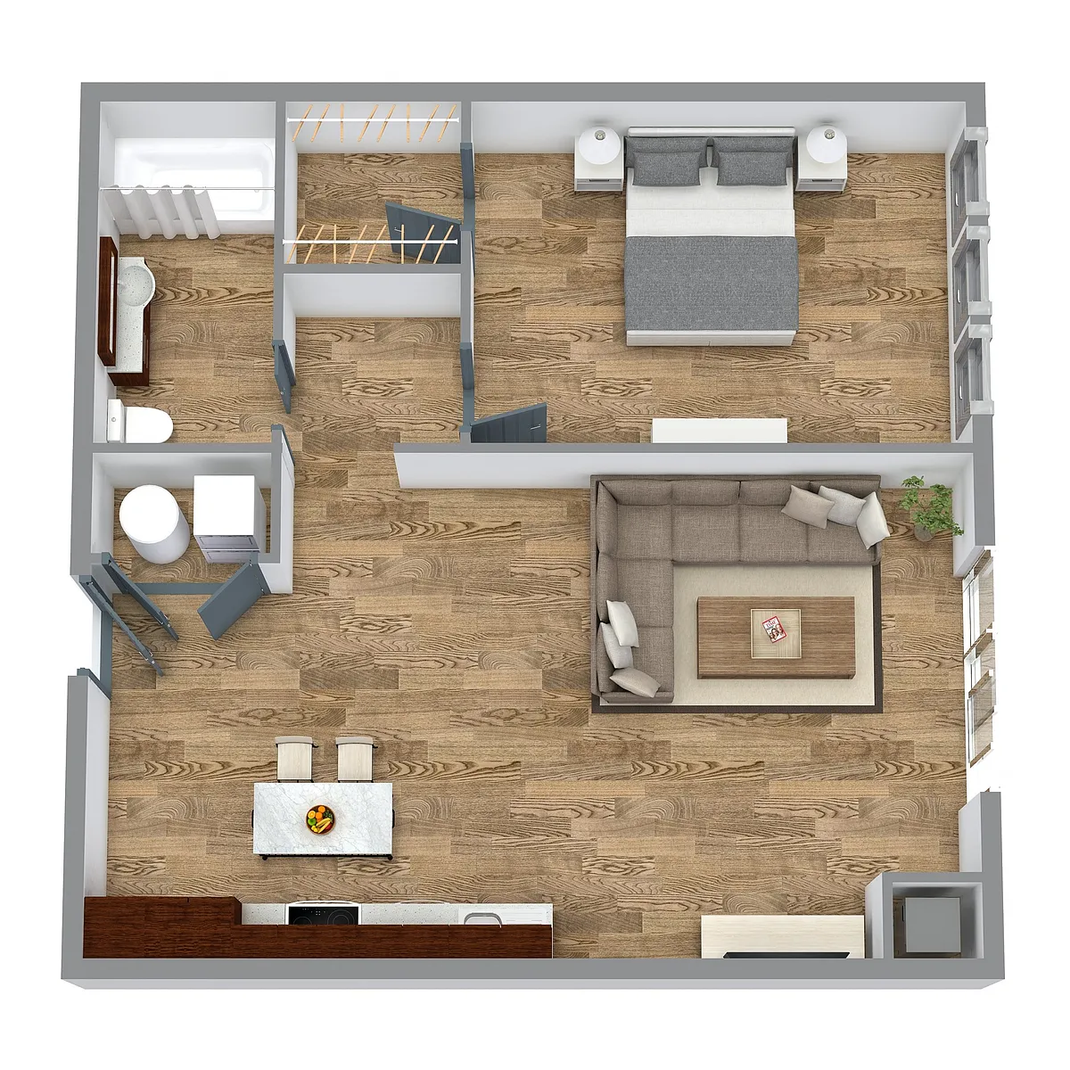 Floor plan The 1 Bedroom 5 (Orange)