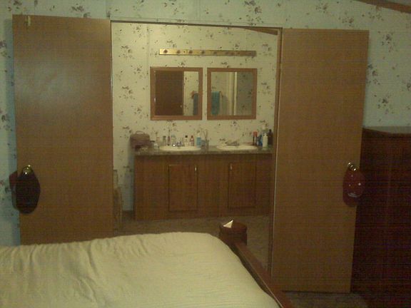 Double doors to master bath