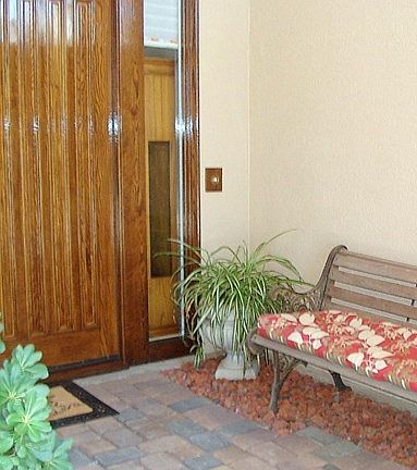 Front courtyard with double door entrance
