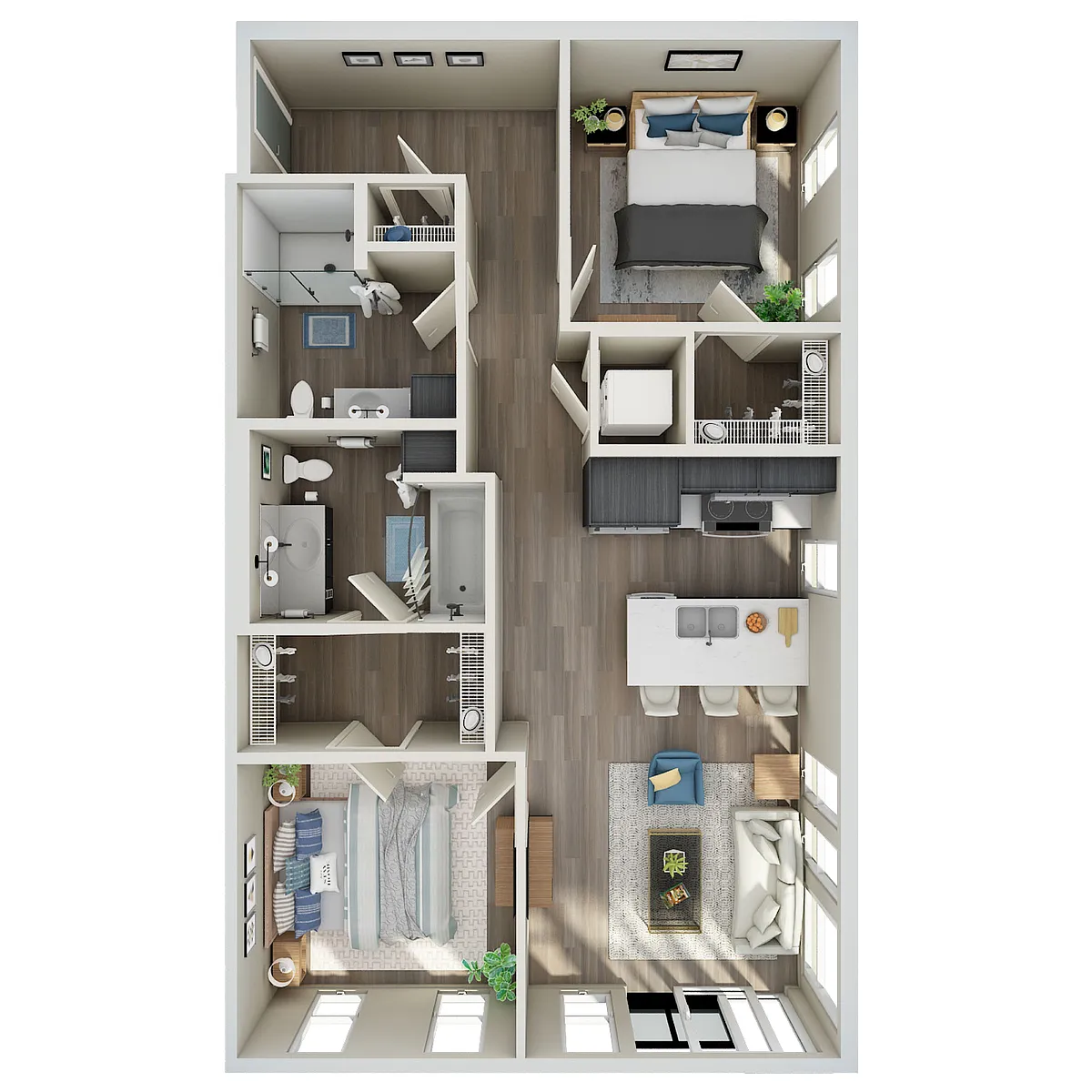 Floor plan Open 2 Bed, 2 Bath - MFTE - C