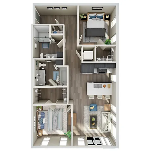 Floor plan Open 2 Bed, 2 Bath - MFTE - C