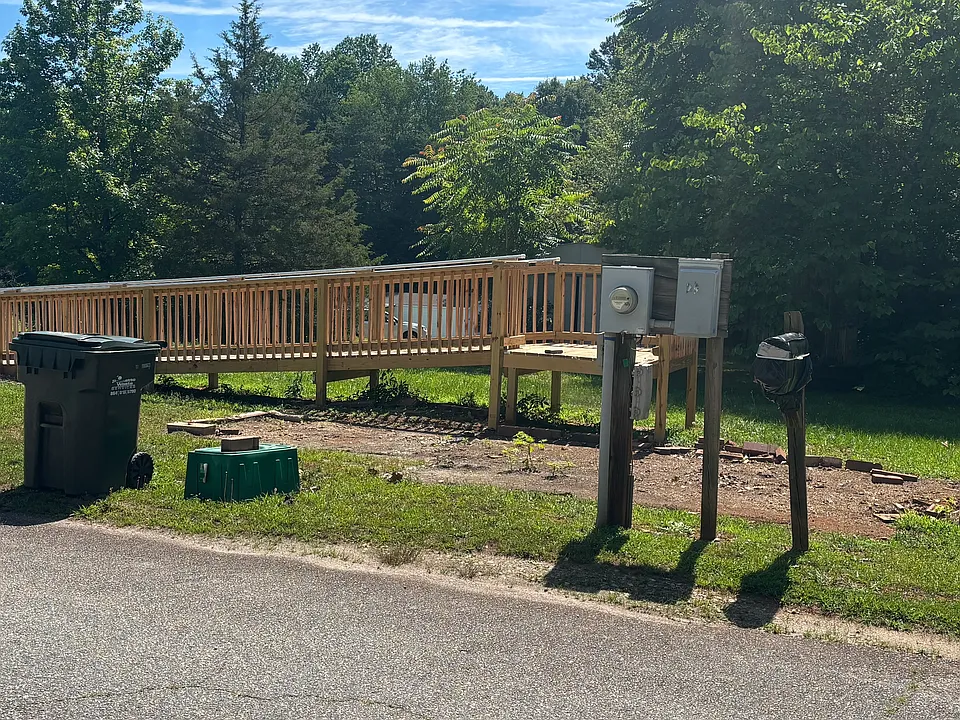 Ramp and deck located on lot