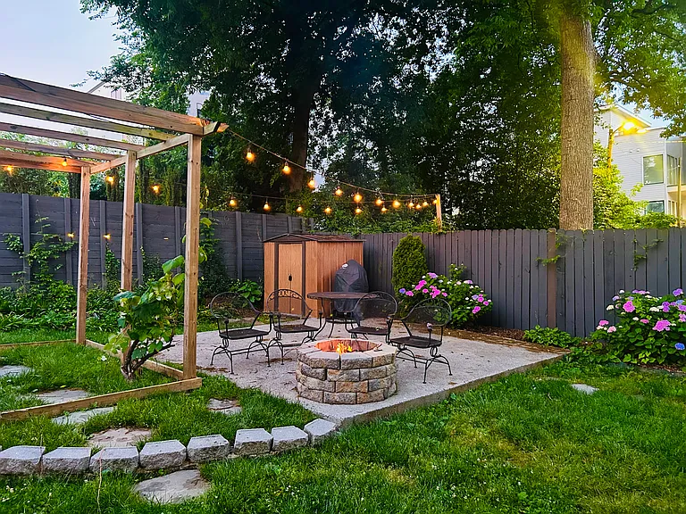 Fenced in backyard