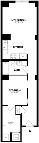 Floor plan 1 Bed/1 Bath-A1