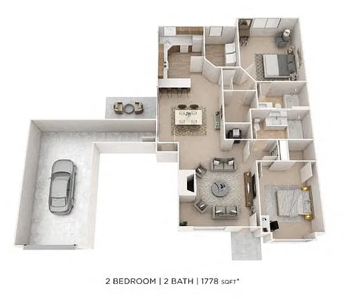 Floor plan Two Bedroom 2 Bath (Regency)