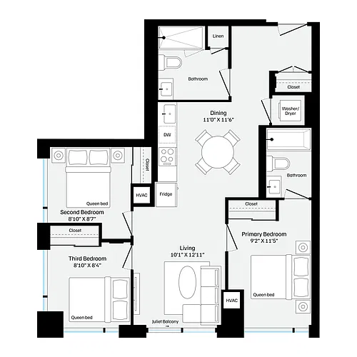 Floor plan C1 Three Bedroom