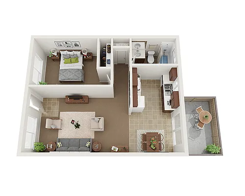 Floor plan One Bedroom A1A/A1B