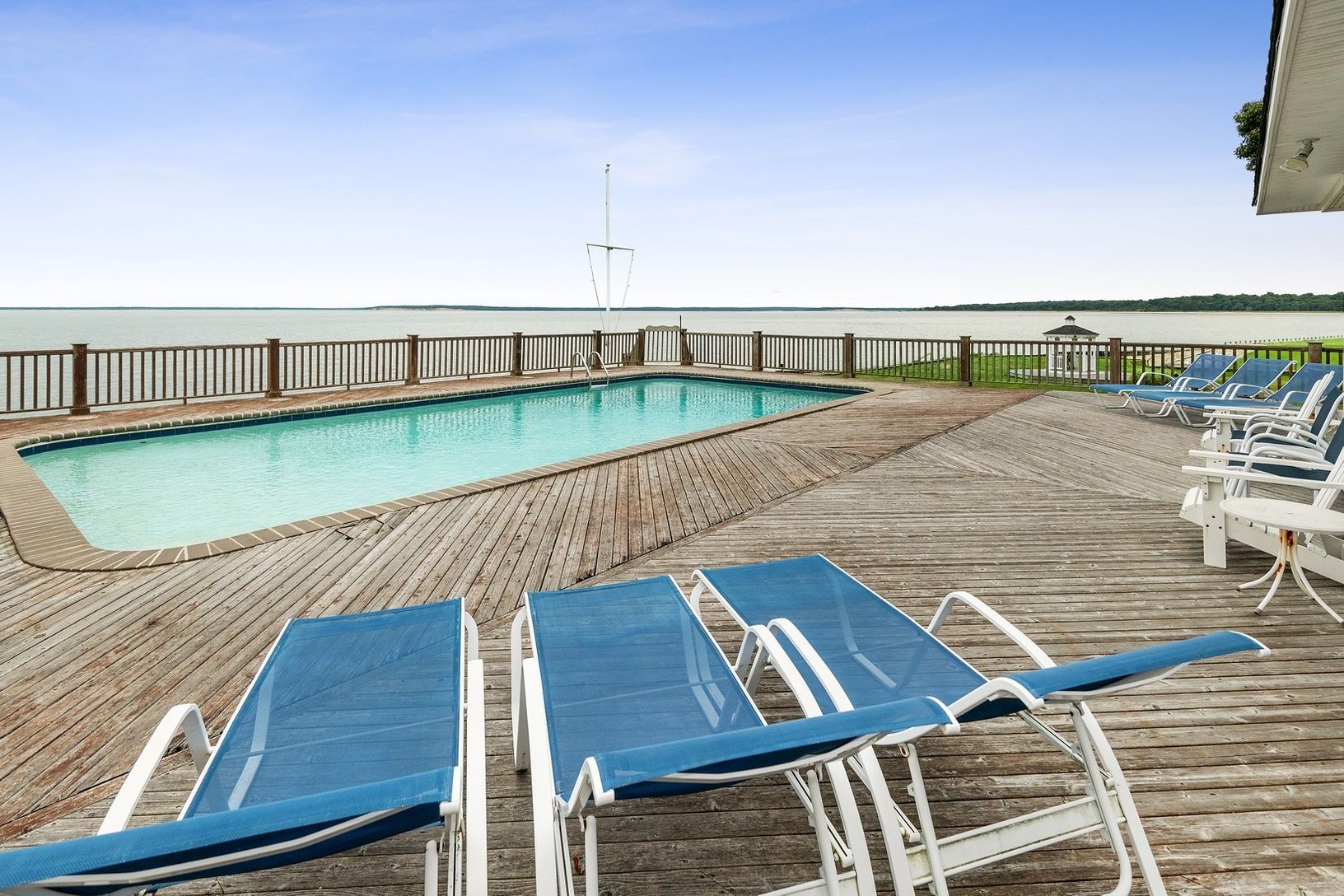 Water front pool with decking