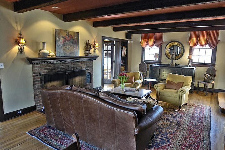 oversized living room with fireplace