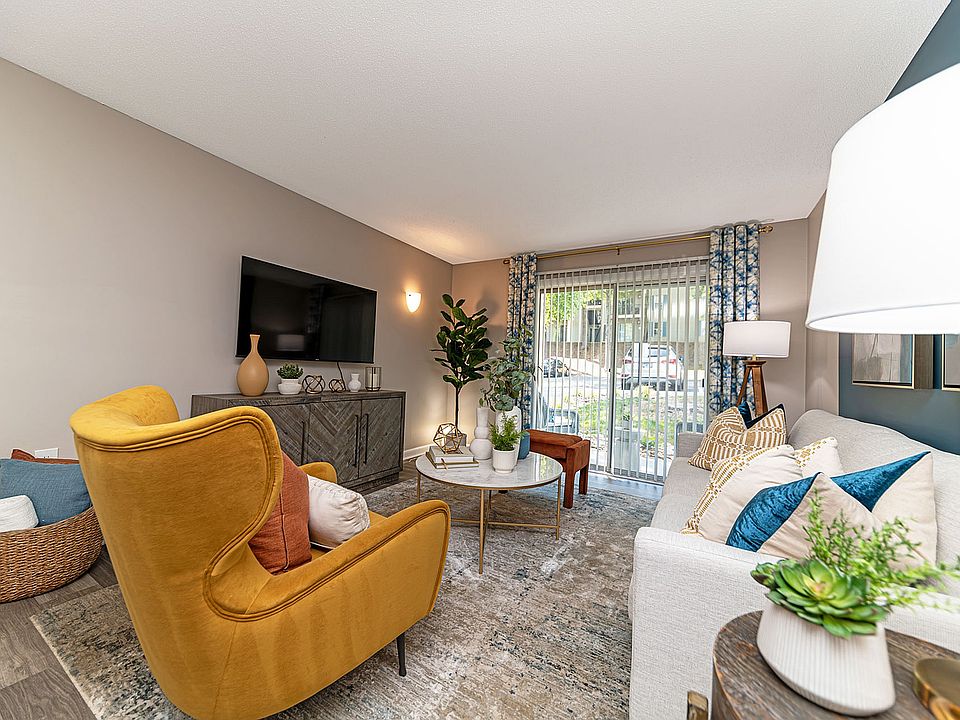 Spacious living room with hardwood-style flooring