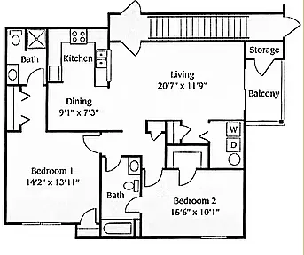 Floor plan 2 Bed 2 Bath