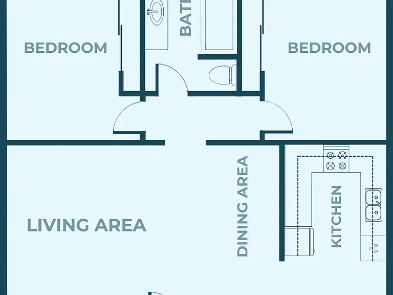 Two Bedroom, One Bathroom Floor Plan Two Bedroom, One Bathroom Floor Plan