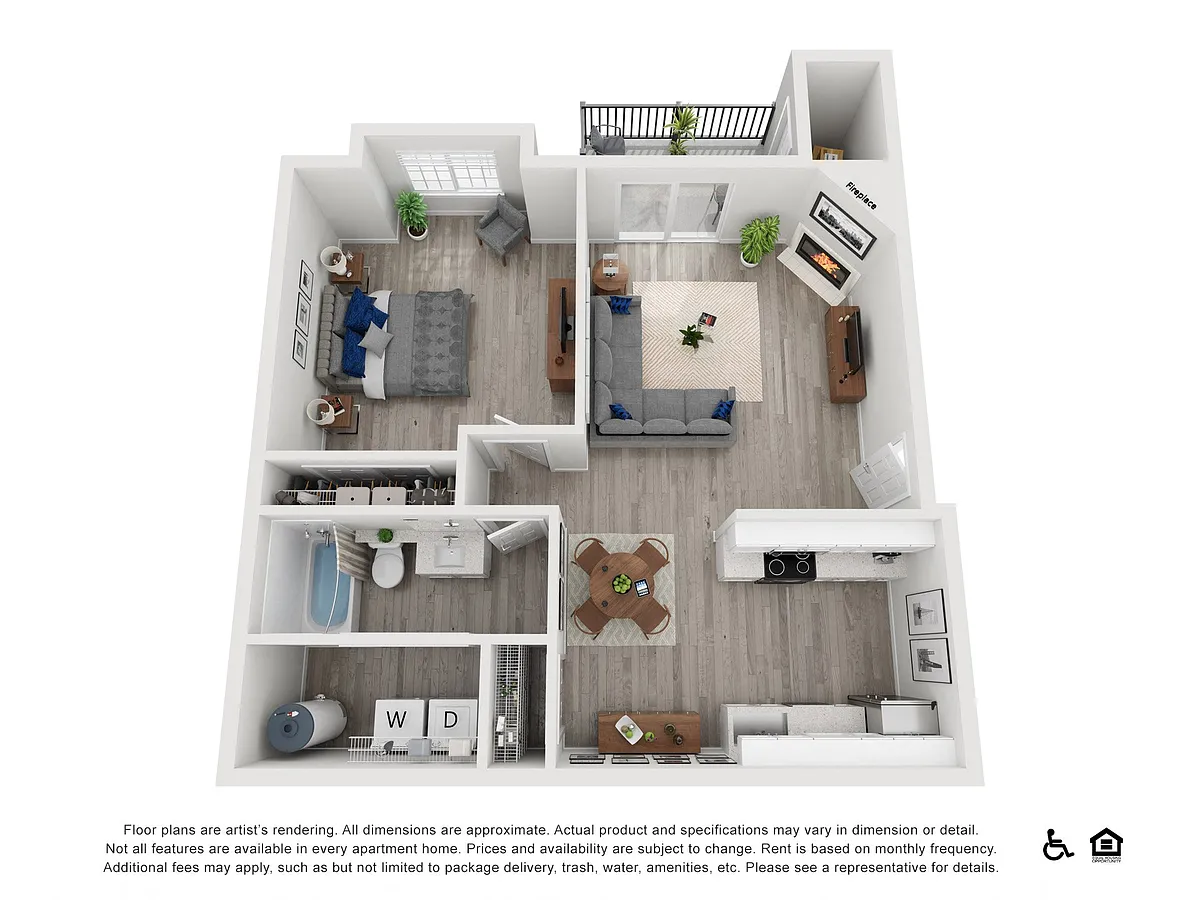 Floor plan 1x1 Partially Renovated
