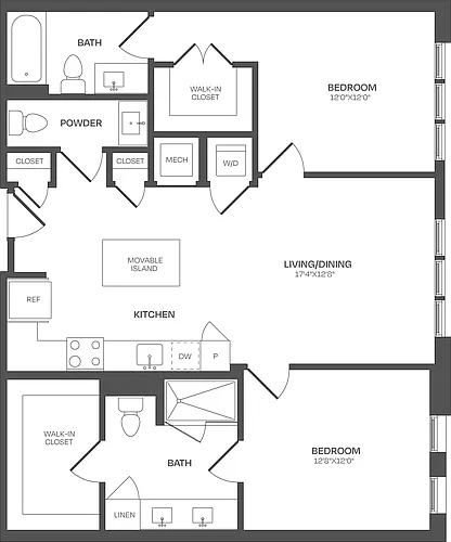 Floor plan 2 Bed/2.5 Bath-C24