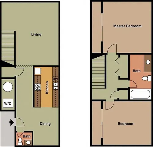 Floor plan 2 Bedroom 1.5 Bathroom Townhome