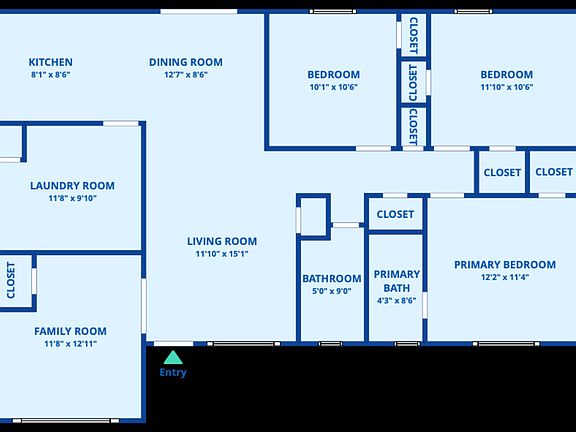 Estimated Floorplan - family room can be 4th bedroom or office