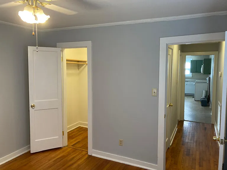 Walkin closet in the main bedroom.