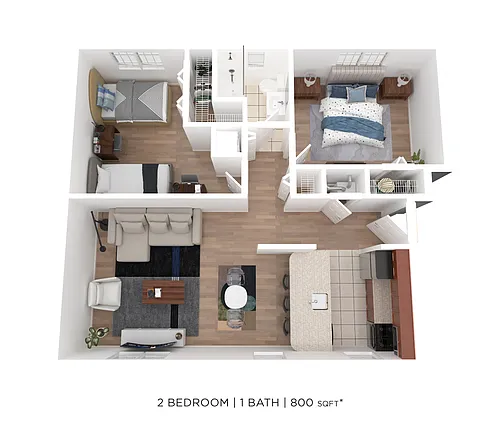 Floor plan Two Bedroom - 800 sqft