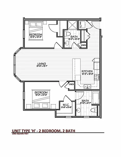 Floor plan 2 Bedroom Unit Style H