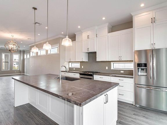 Open kitchen/dining/living space