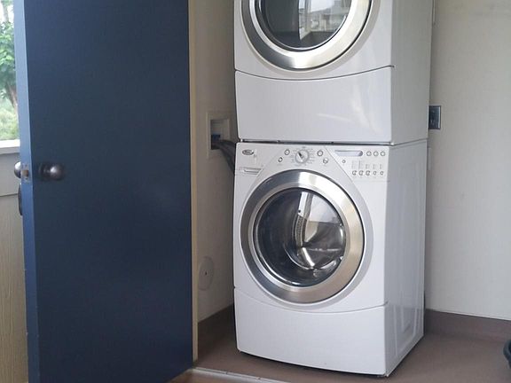 Laundry in closet on porch