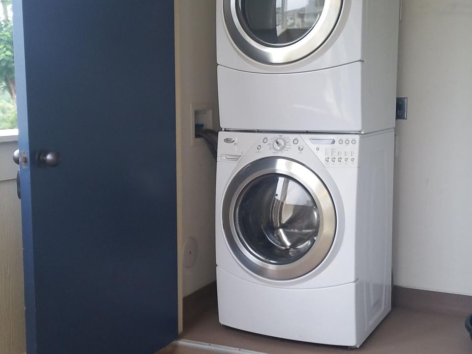 Laundry in closet on porch