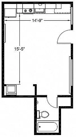 Floor plan Studio 1 Bath