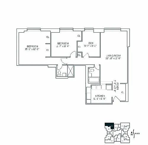 Floor plan PARKSIDE WEST - 3 Bedrooms Two Bathroom
