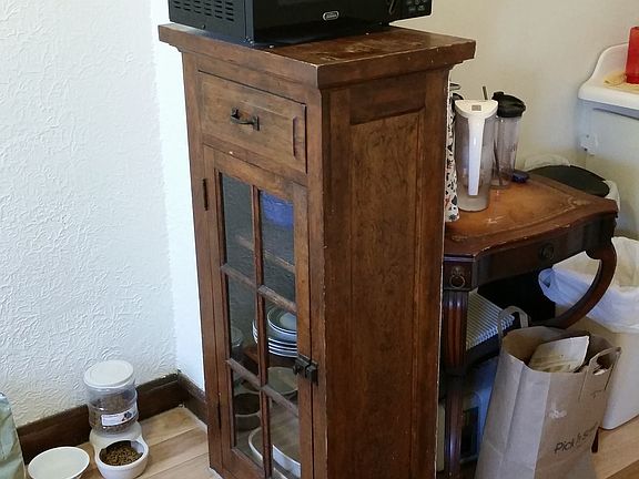 Cabinet space in kitchen.