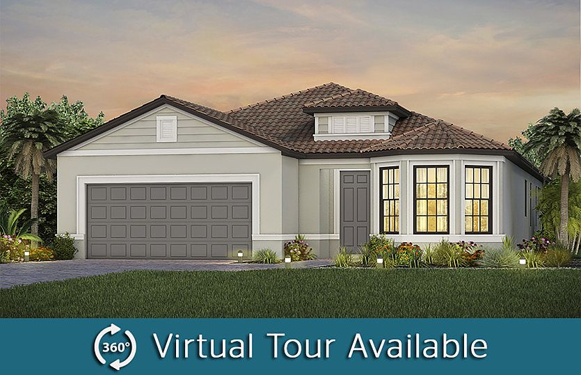 The Mainstay, a one-story single family home with a 2 car garage, shown as home exterior FM3