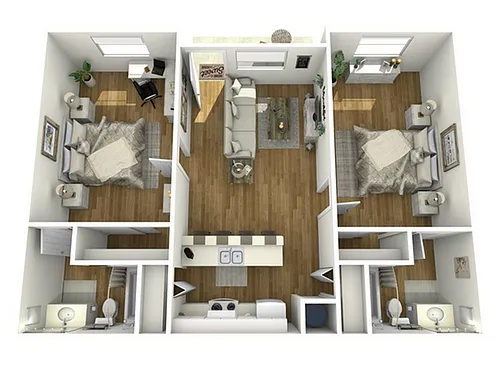 Floor plan 2 Bed, 2 Bath