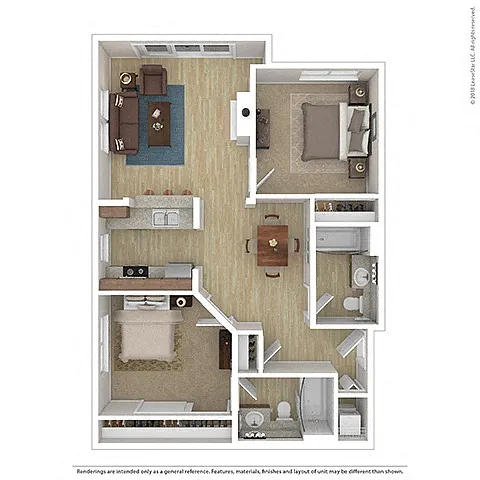 Floor plan 2 Bed 2 Bath B4