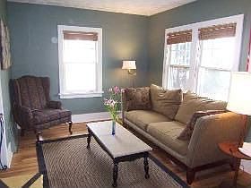 Living room with hardwood floors 