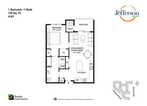 Floor plan A-01 One Bedroom