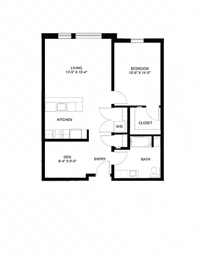 Floor plan One Bedroom Den C4