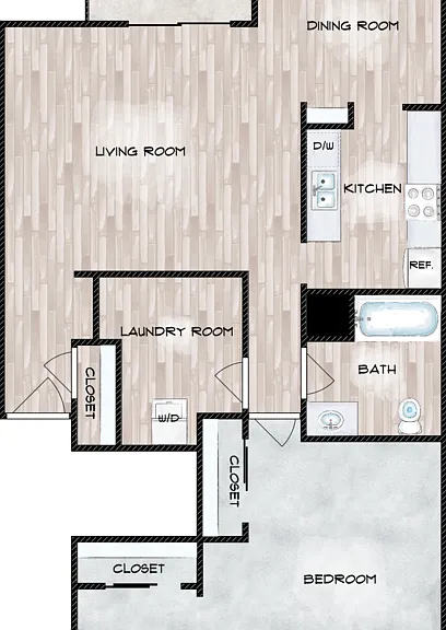 1 Bedroom Floorplan Diagram