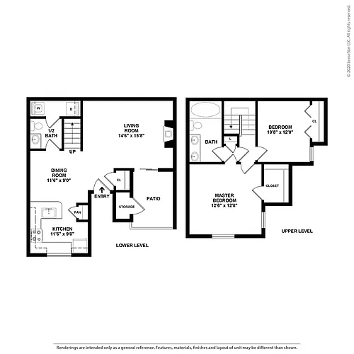 Floor plan 2 bedroom 1.5 bath