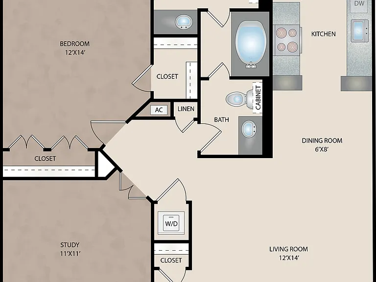 Reserve at Garden Oaks - A4 STUDY - 1.5 Beds - 1.5 Baths - 869 Sq. ft.